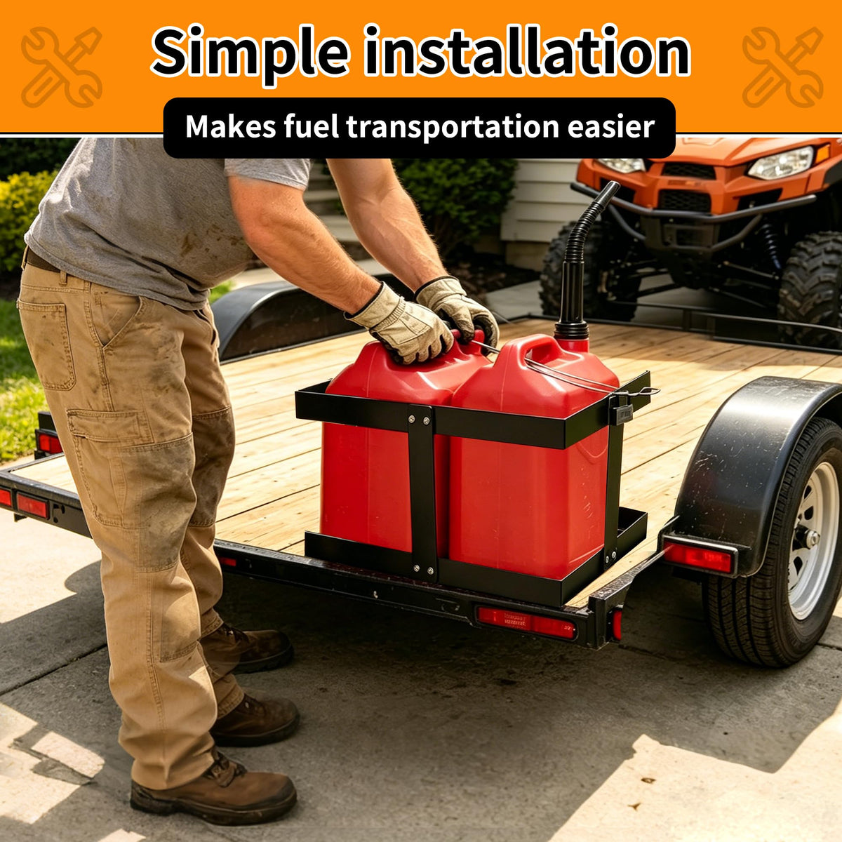 Gas Can Rack with Lock Cable and Rubber Pads W14586
