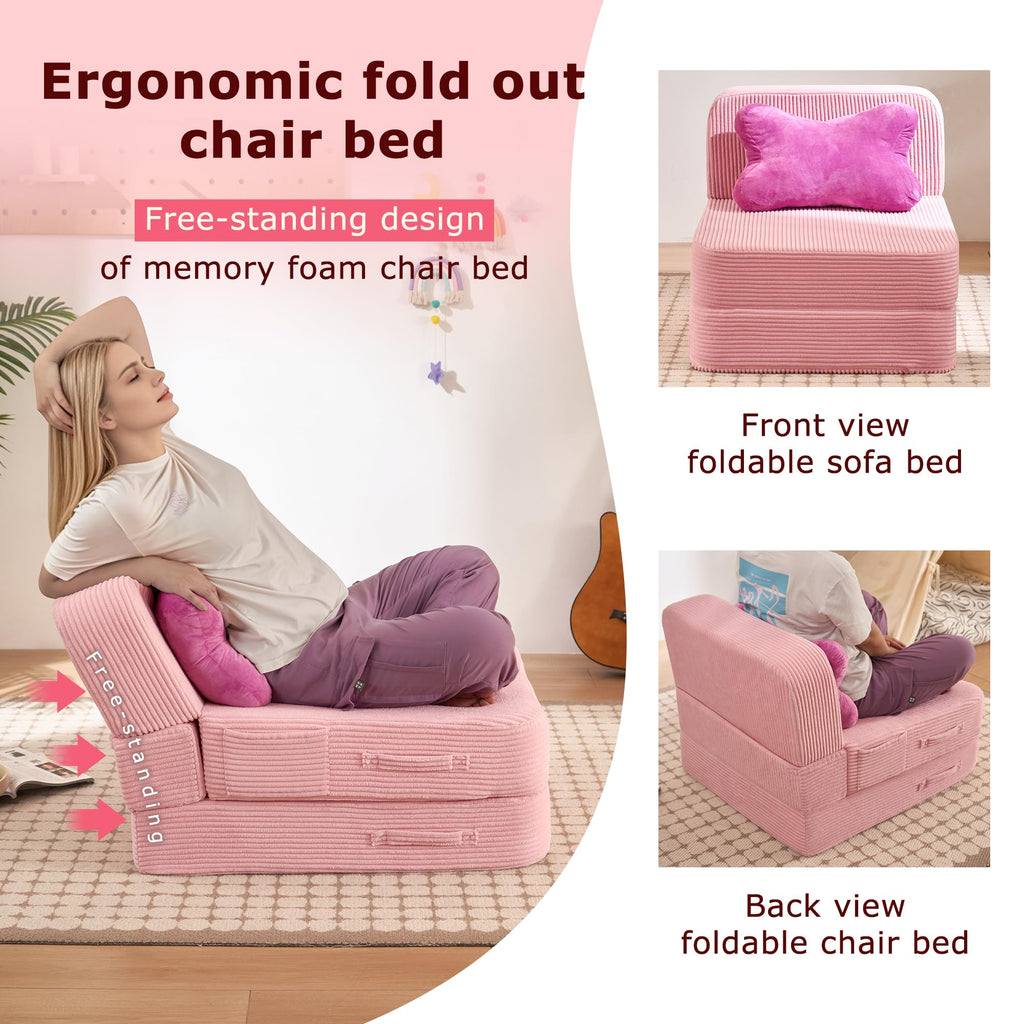 Pink Folding Convertible Sofa Bed I680