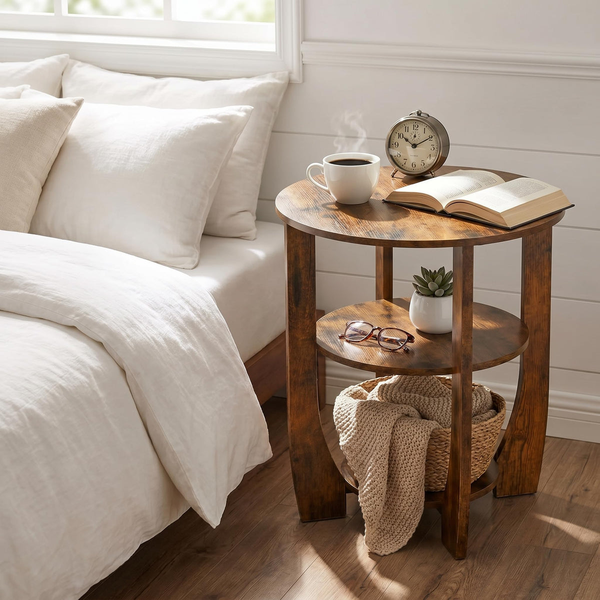 Rustic Brown 19.7 inch Round Side Table X7794