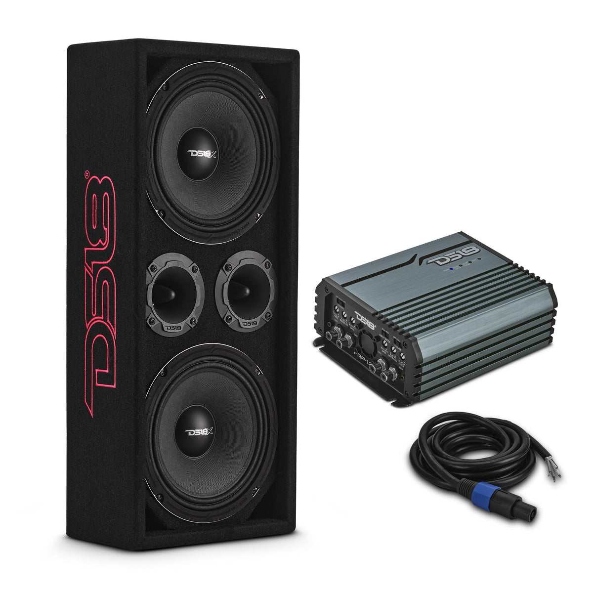 Ported Speaker Box with Dual 8" Mids, Tweeters & Amplifier W298125