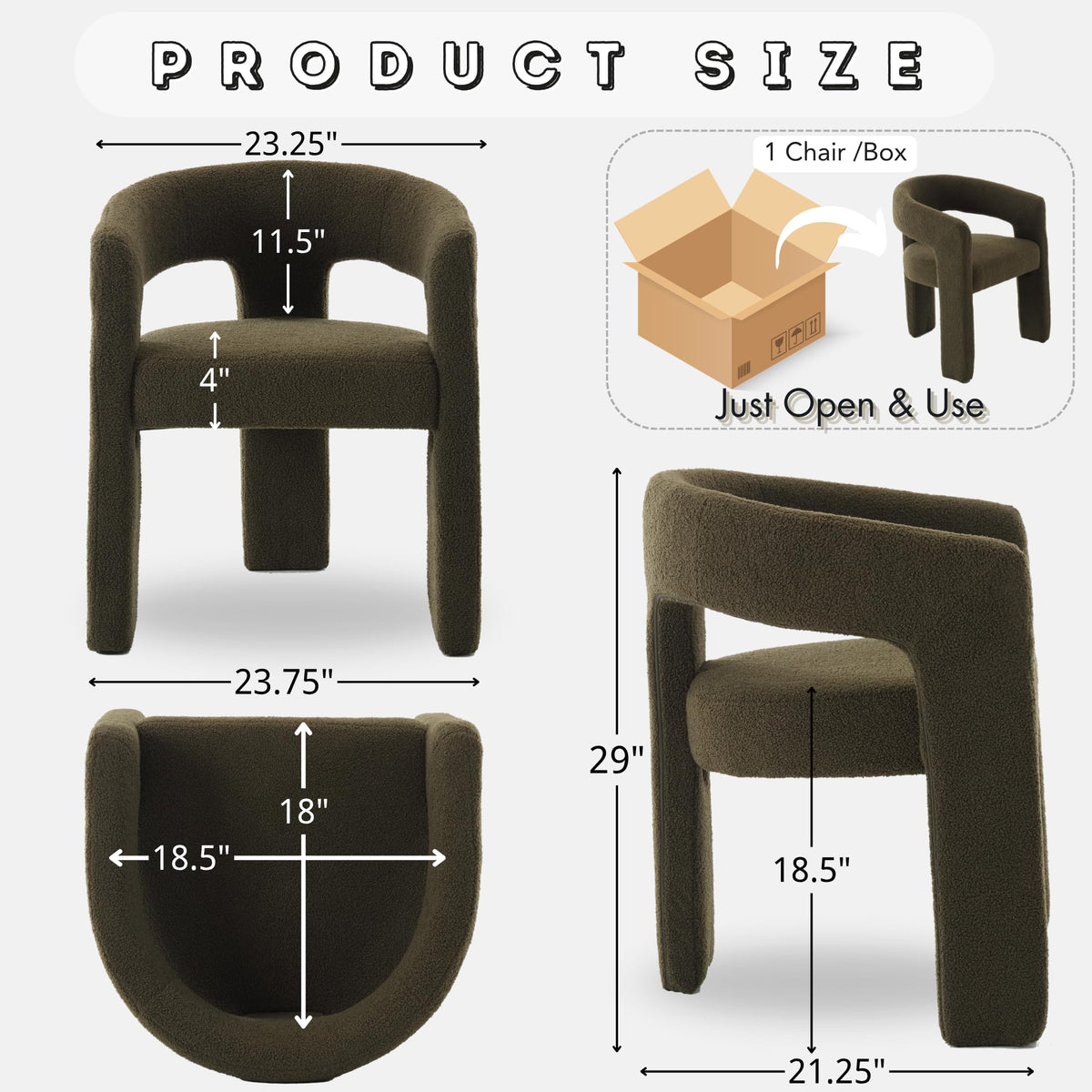 Green Sherpa Barrel Dining Chairs Set of 2 X4395