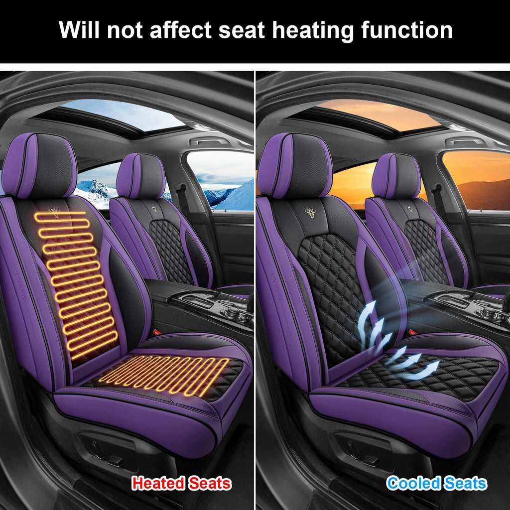 Purple Black Leather Car Seat Covers Full Set S890272