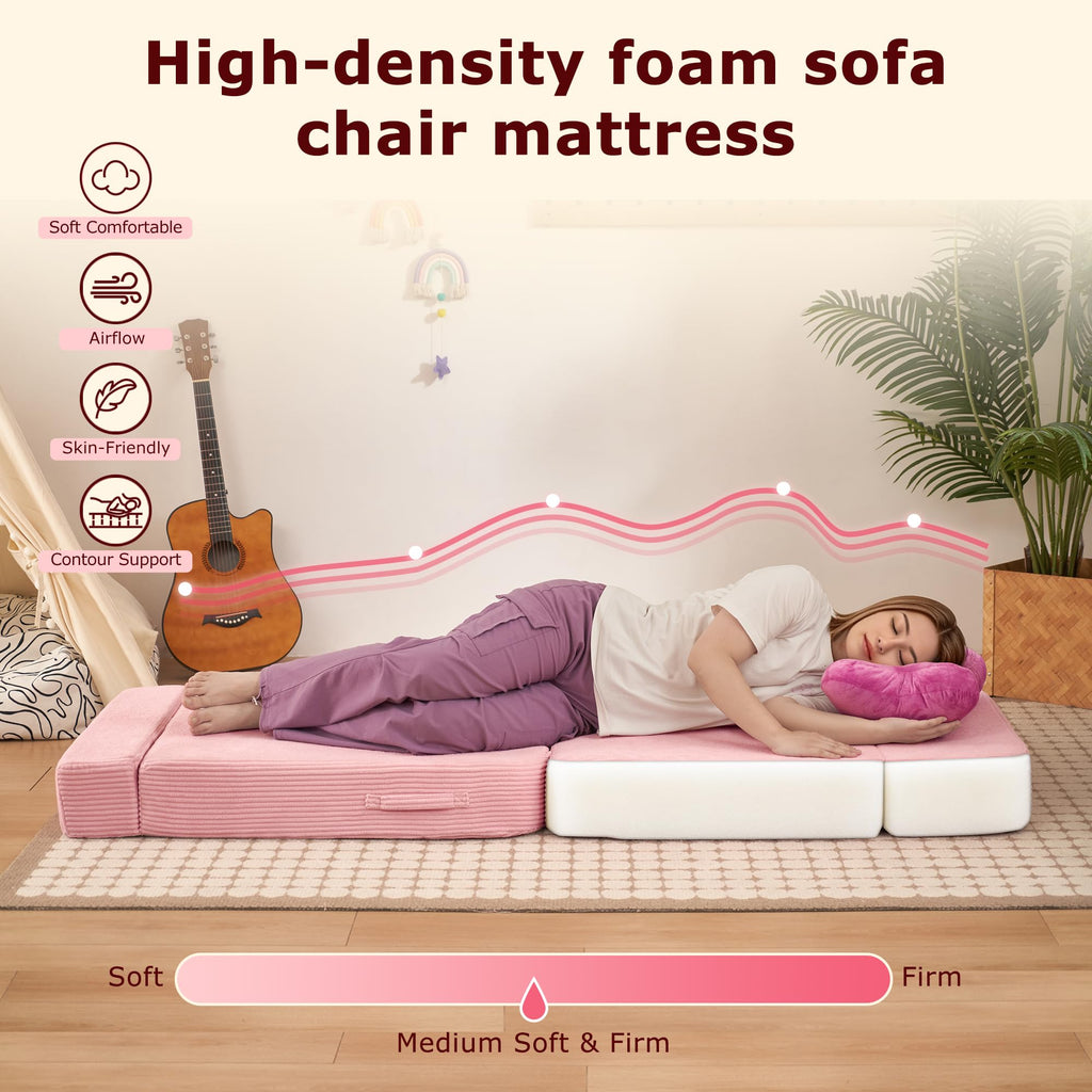 Pink Folding Convertible Sofa Bed I680