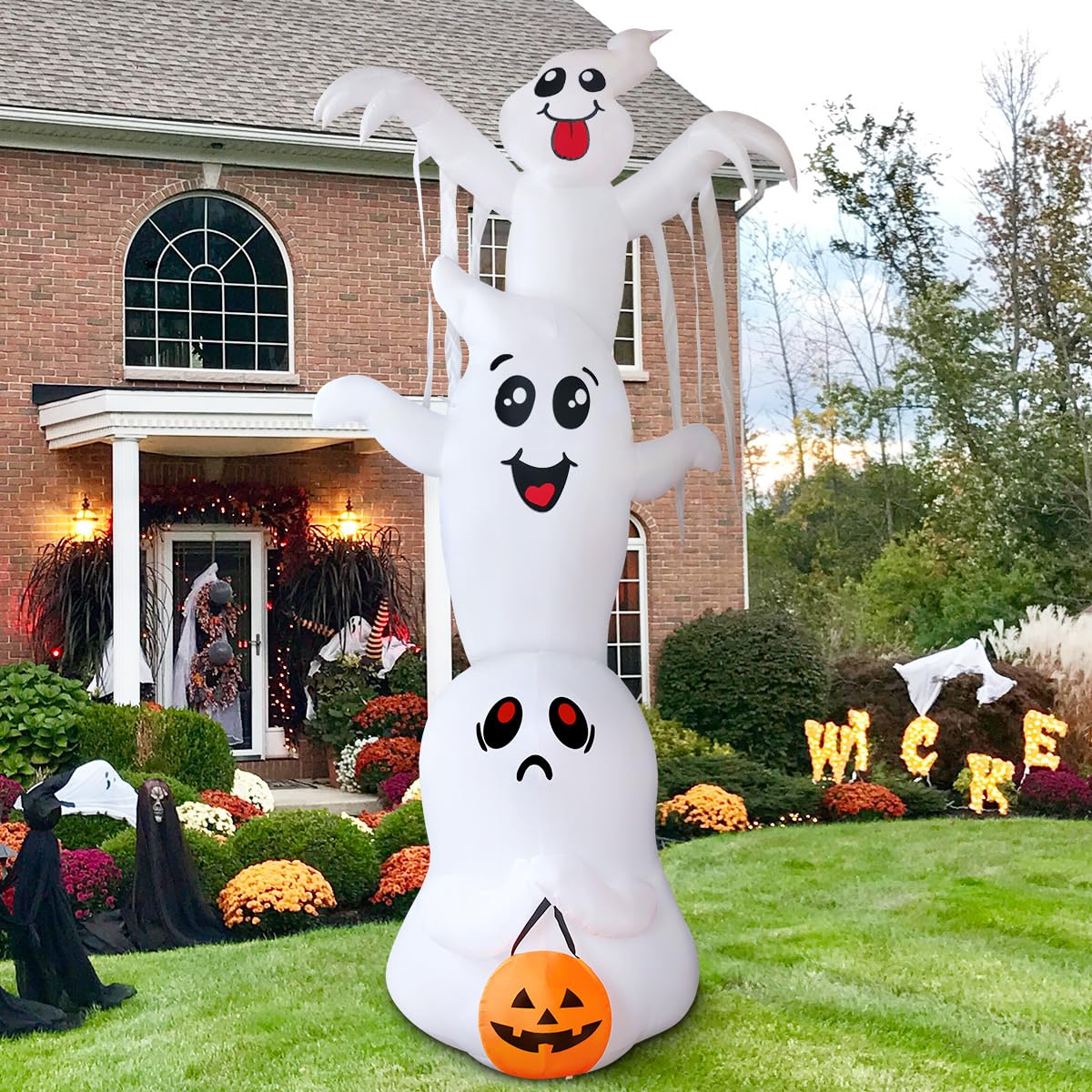 9.8 FT Halloween Inflatable Ghost Outdoor Decoration with Built-in LEDs H176