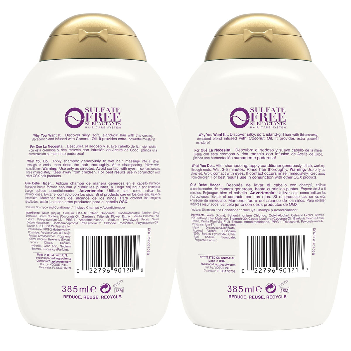 Coconut Oil Shampoo & Conditioner Set Z3948