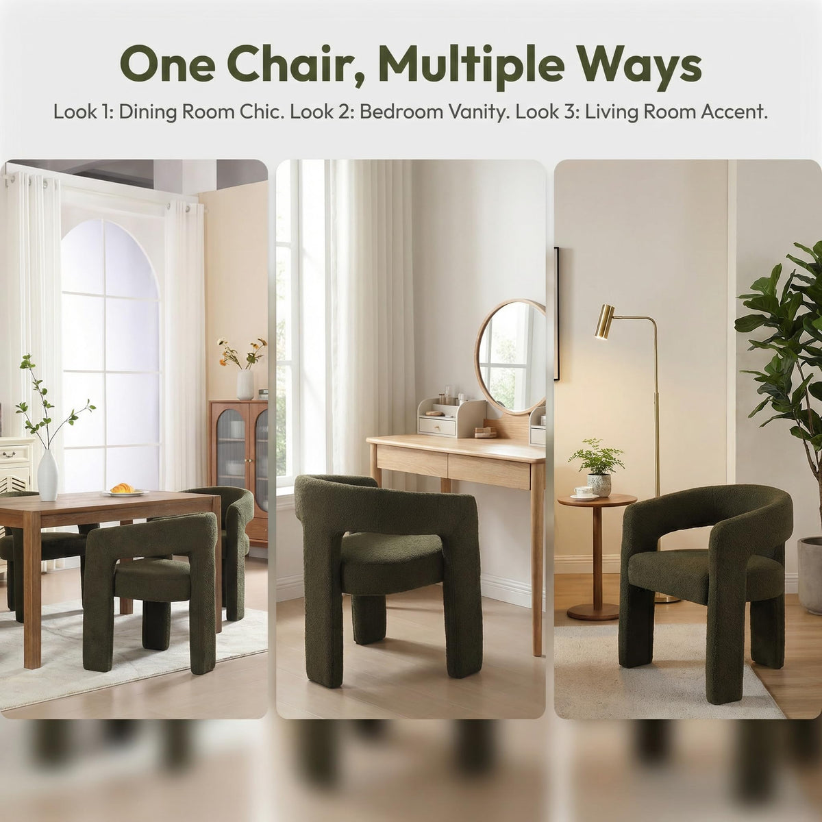 Green Sherpa Barrel Dining Chairs Set of 2 X4395