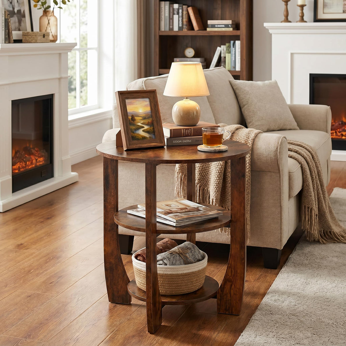 Rustic Brown 19.7 inch Round Side Table X7794
