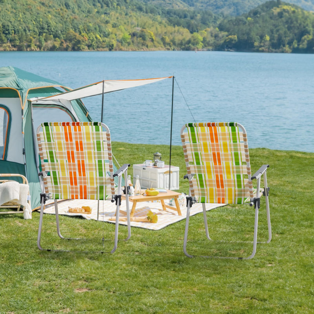 Set of 2 Webbed Folding Beach Chairs Z12778