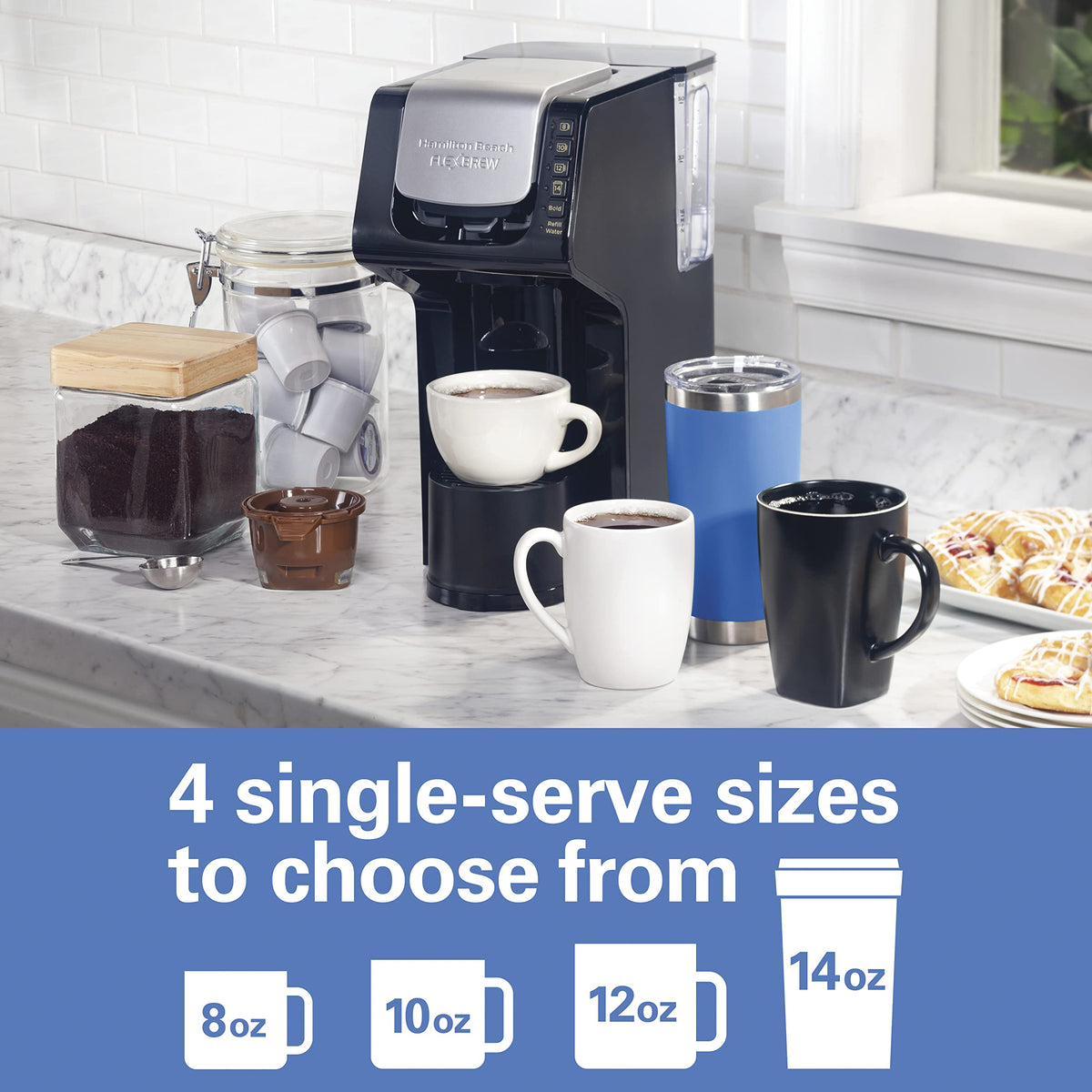 Single-Serve Coffee Maker with Removable Reservoir, Black Q55389