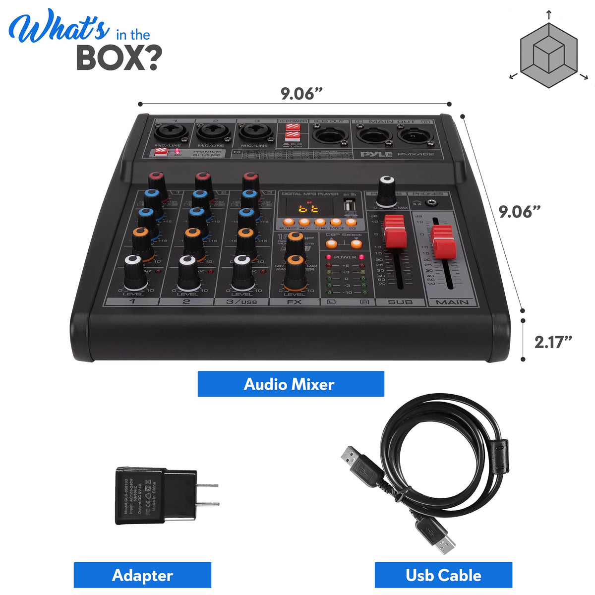 3-Channel DJ Audio Mixer with 16 Preset DSP Effects O18958