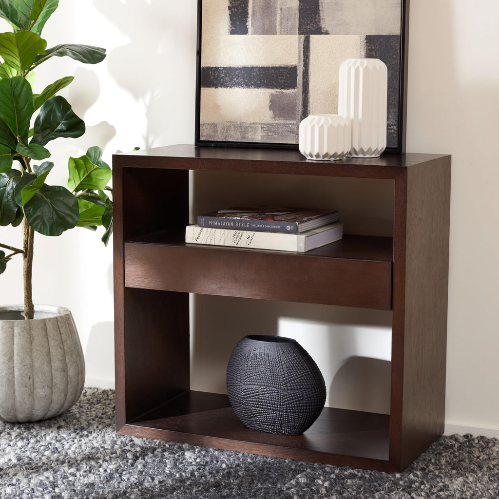Dark Oak 2-Shelf 1-Drawer Console Table X559537