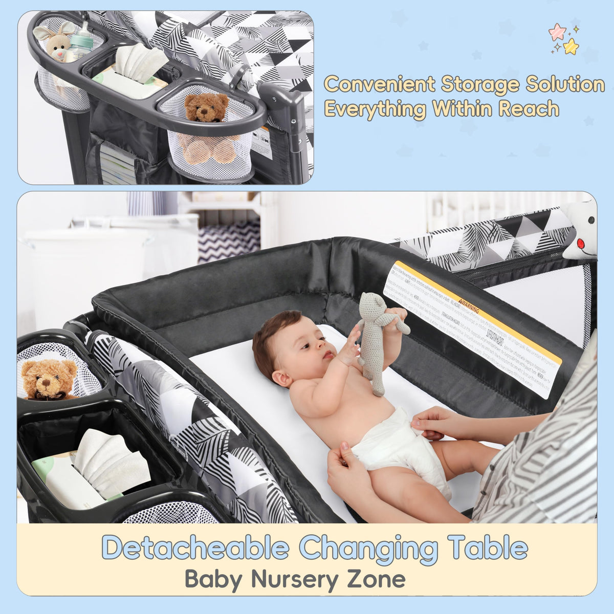 5-in-1 Pack and Play with Changing Table and Bassinet U176