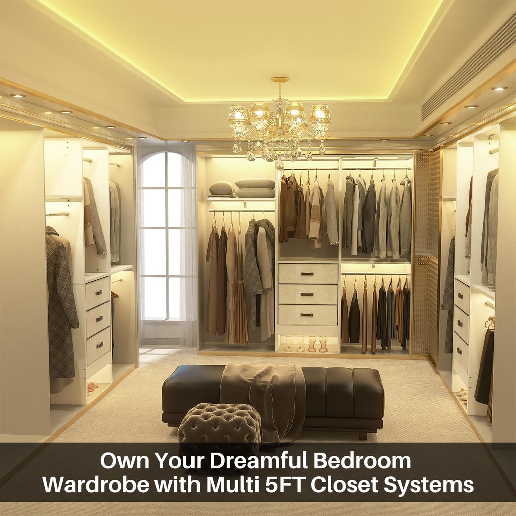 5FT Closet System with 3 Fabric Drawers T88100