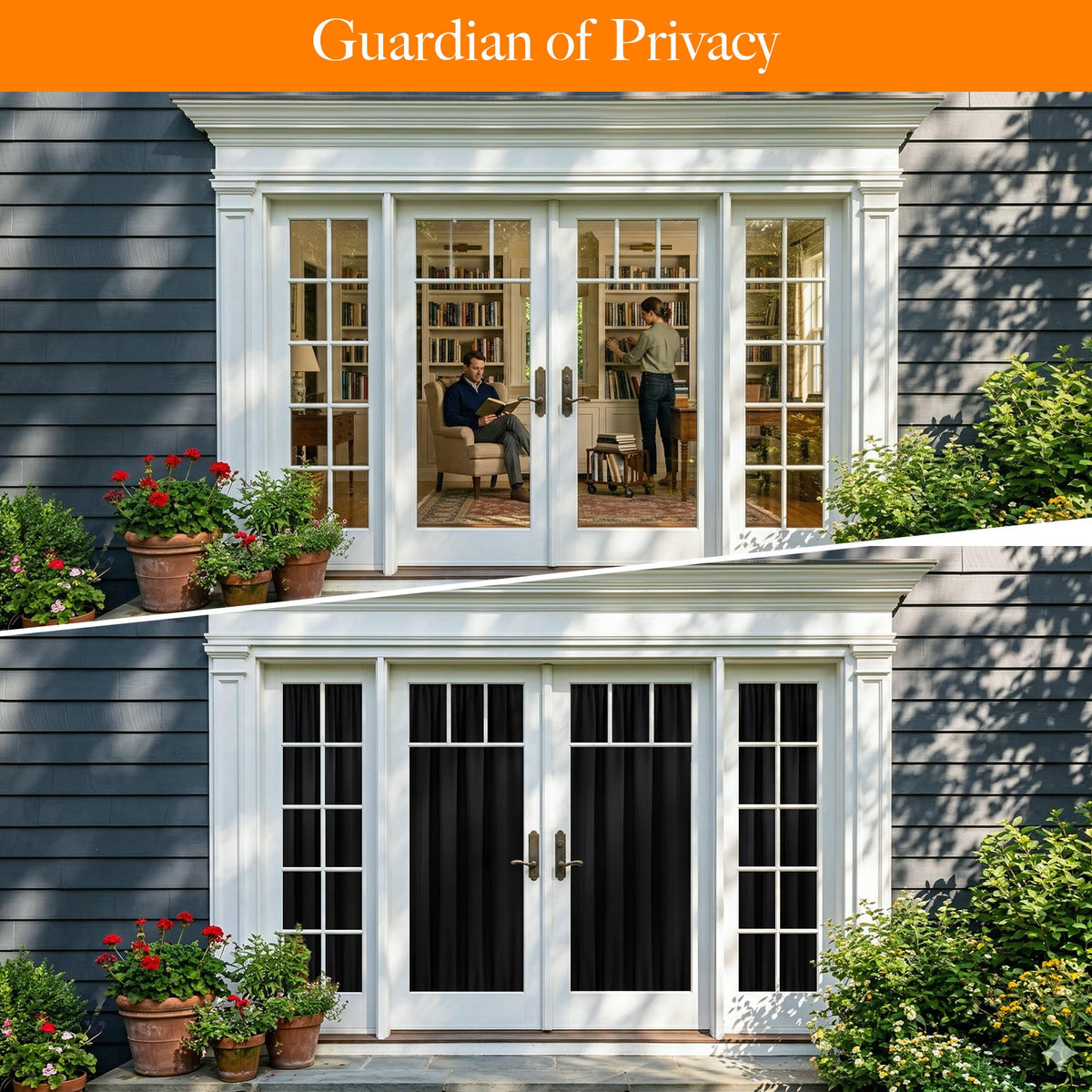 100% Blackout French Door Curtain Q239