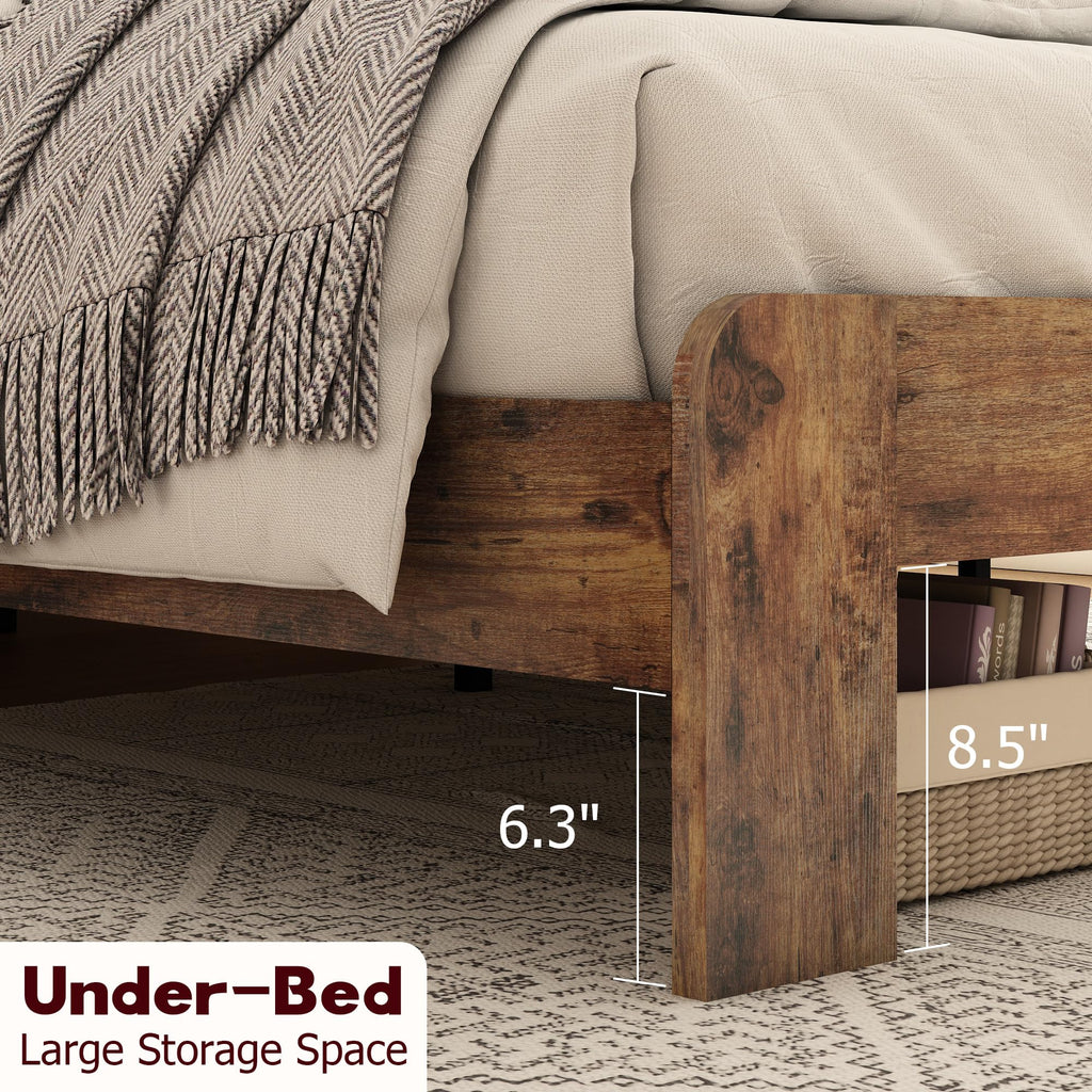 Wood Full Size Bed Frame with Headboard and Footboard E55965