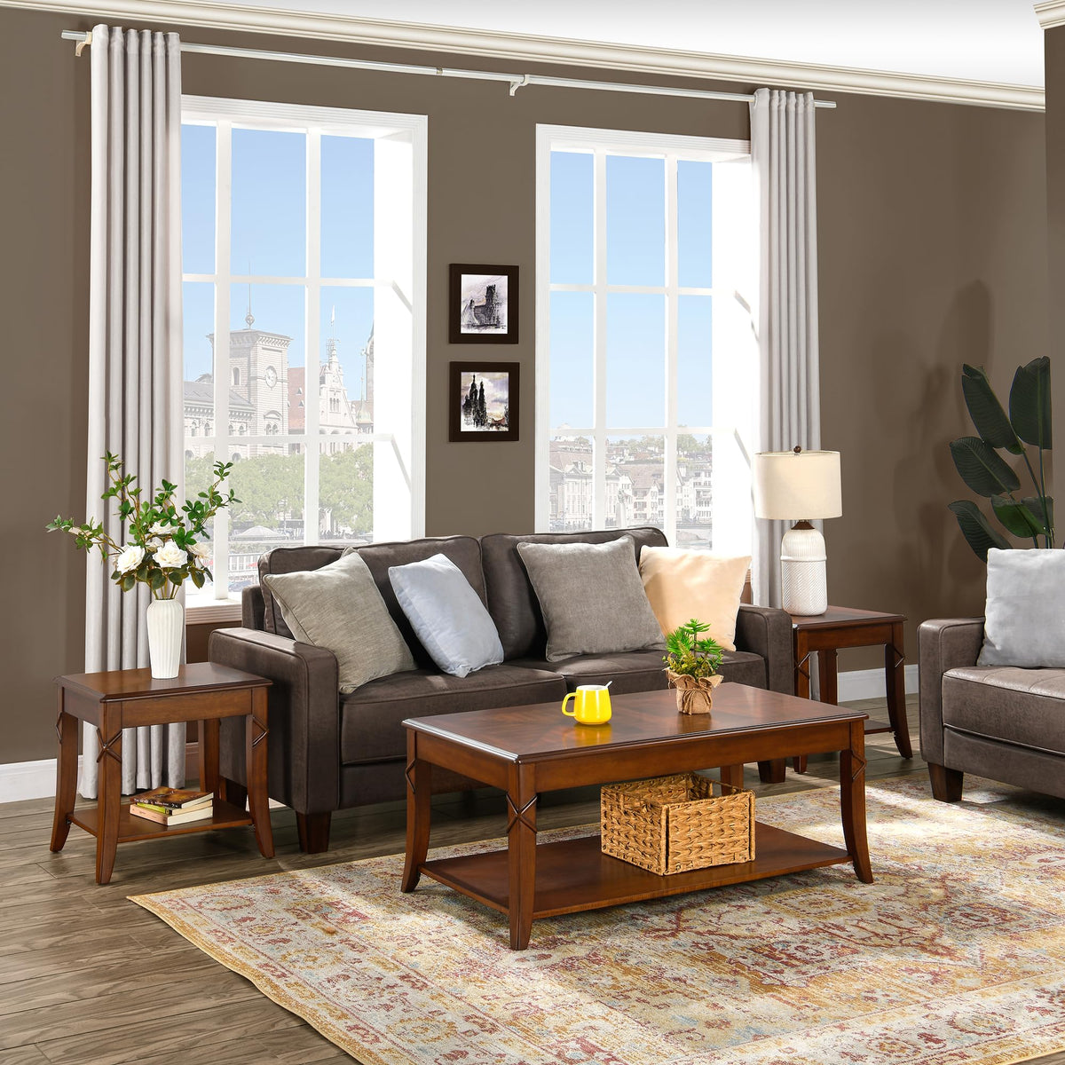 Solid Wood End Table with Storage Shelf N636