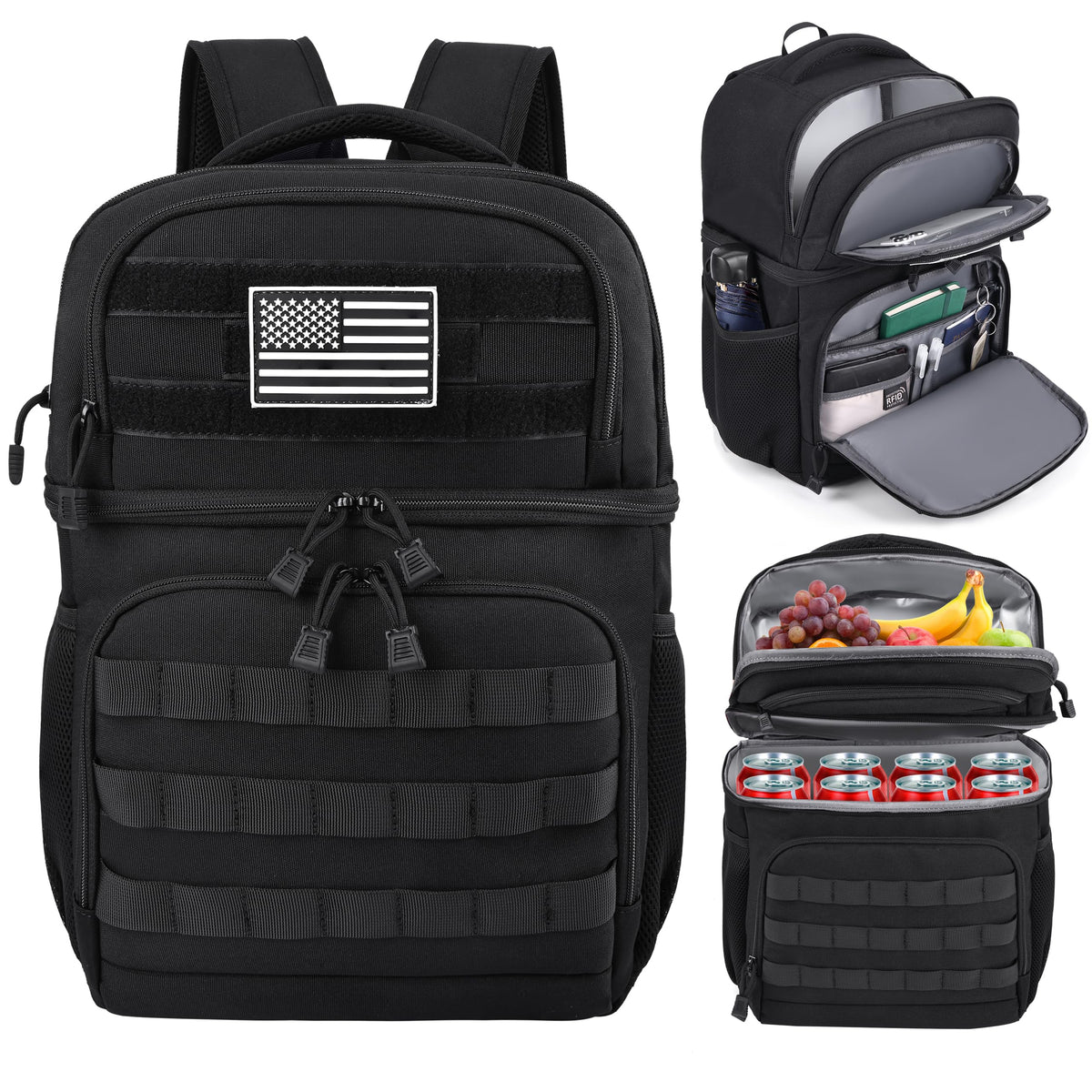 Black Insulated Leakproof Lunch Backpack Q29130
