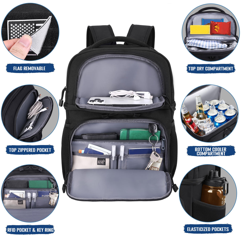 Black Insulated Leakproof Lunch Backpack Q29130