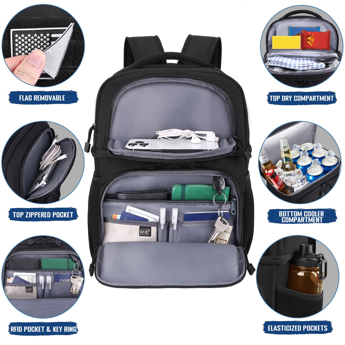 Black Insulated Leakproof Lunch Backpack Q29130
