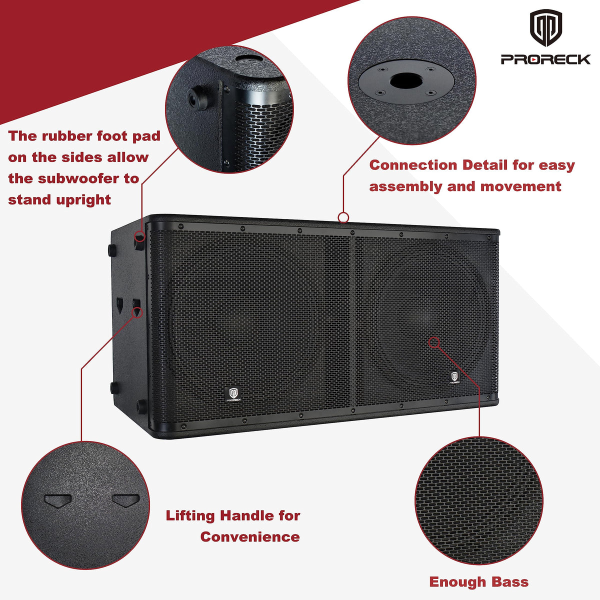 Active Powered PA DJ Subwoofer Cabinet Dual 18 inch 5000W with Class-D Amplifier, Black B744