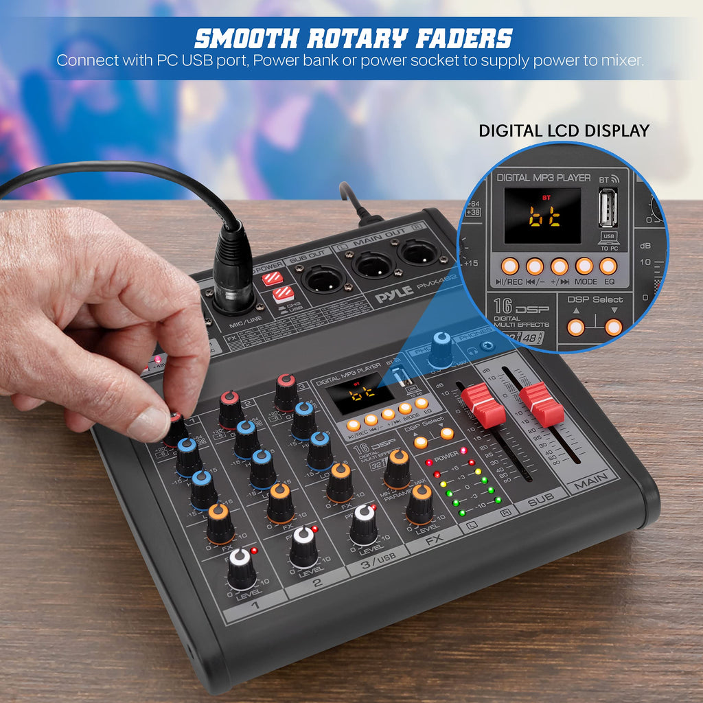 3-Channel DJ Audio Mixer with 16 Preset DSP Effects O18958