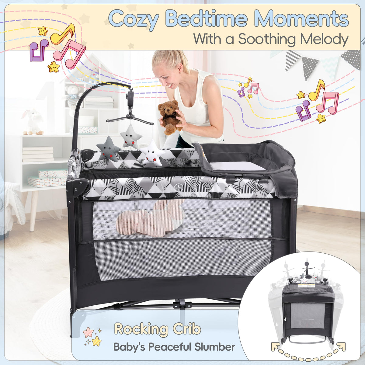5-in-1 Pack and Play with Changing Table and Bassinet U176