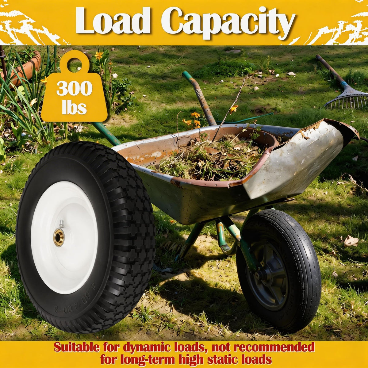 Flat Free Wheelbarrow Tire and Wheel 2 Pack W90807